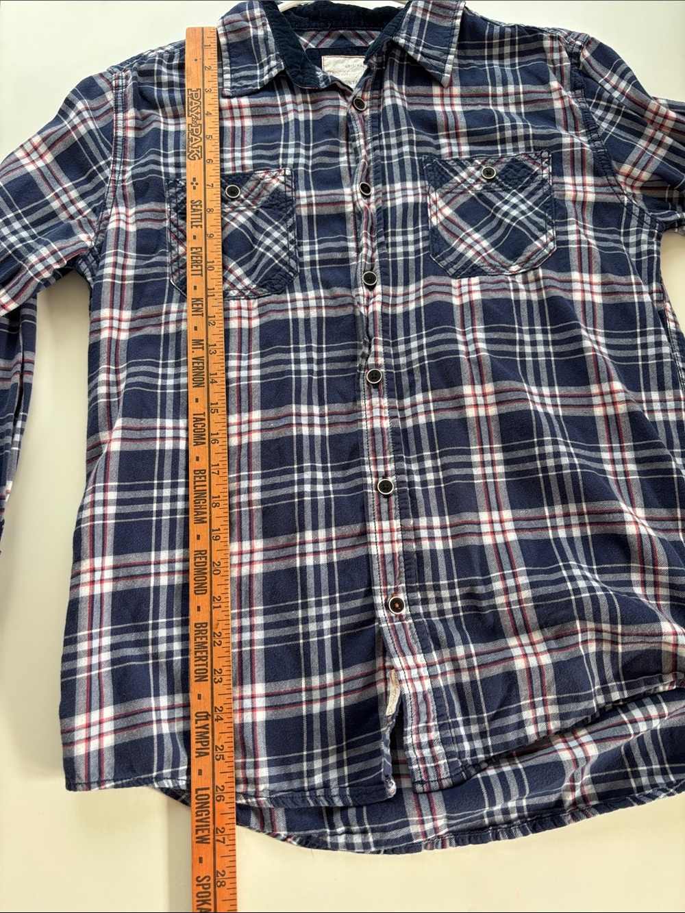 Weatherproof Navy Blue Plaid Button-Down Shirt -650sku - Picture 4 of 6